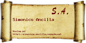 Simonics Ancilla névjegykártya